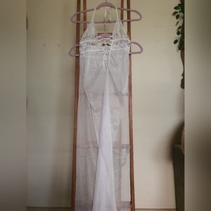 Sheer halter maxi lingerie piece